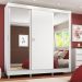 Guarda-Roupa Casal Madesa Napoli 3 Portas de Correr 2 Portas com Espelho com Pés - Branco