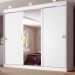 Guarda-Roupa Casal Madesa Napoli 3 Portas de Correr Central com Espelho - Branco