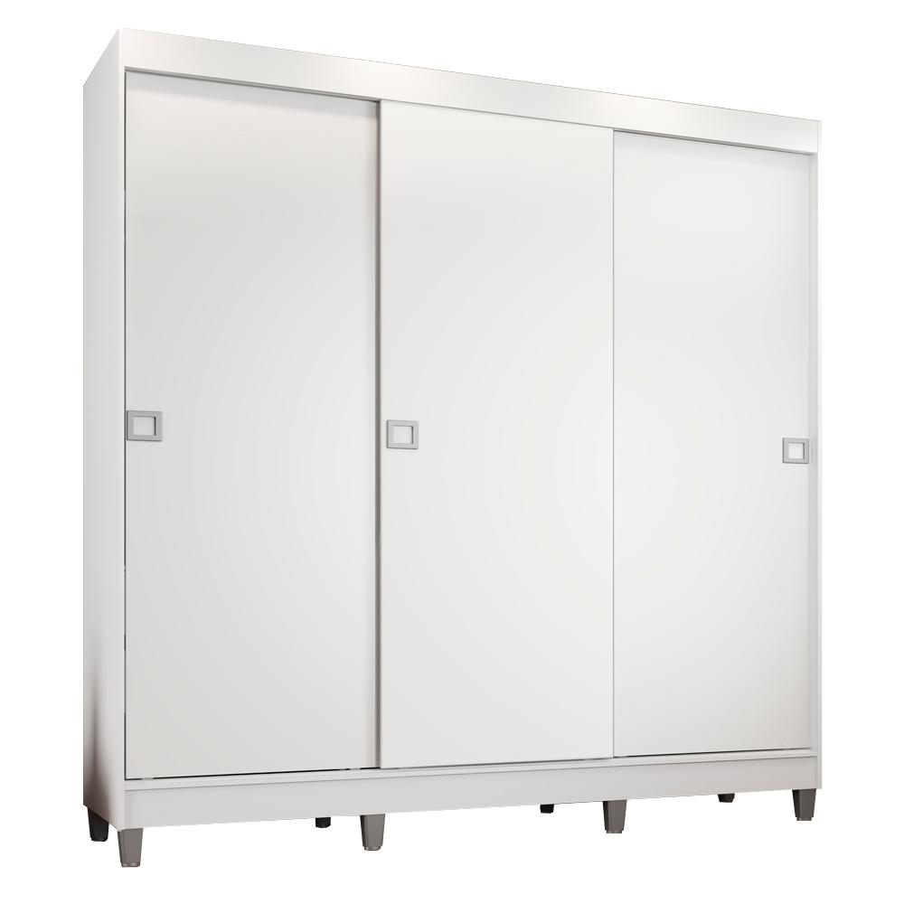 Guarda-Roupa Casal Madesa Napoli 3 Portas de Correr com Pés - Branco