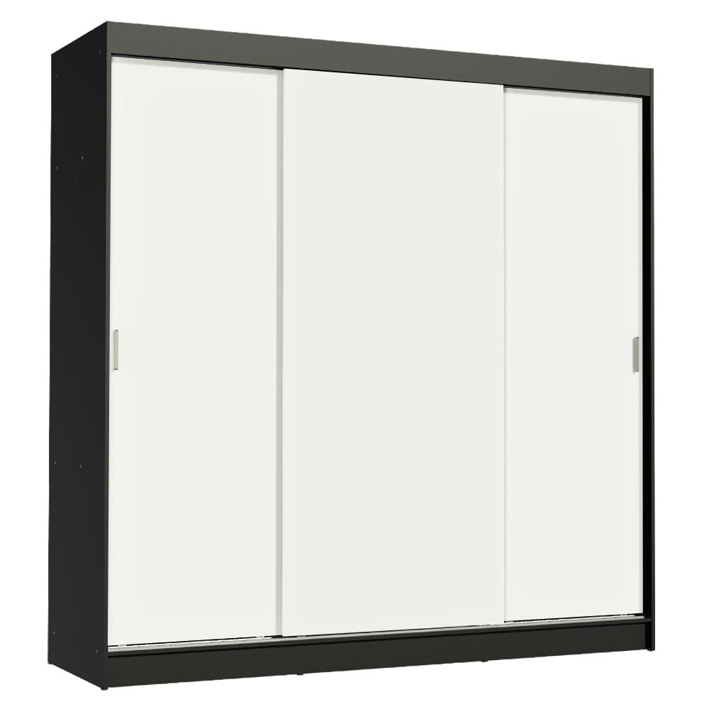 Guarda-Roupa Casal Madesa Reno 3 Portas de Correr - Preto/Branco