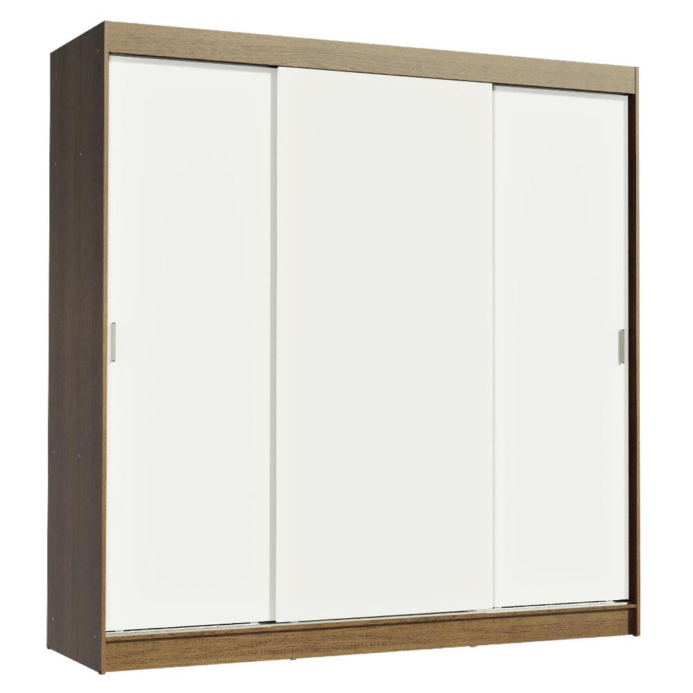 Guarda-Roupa Casal Madesa Reno 3 Portas de Correr - Rustic/Branco