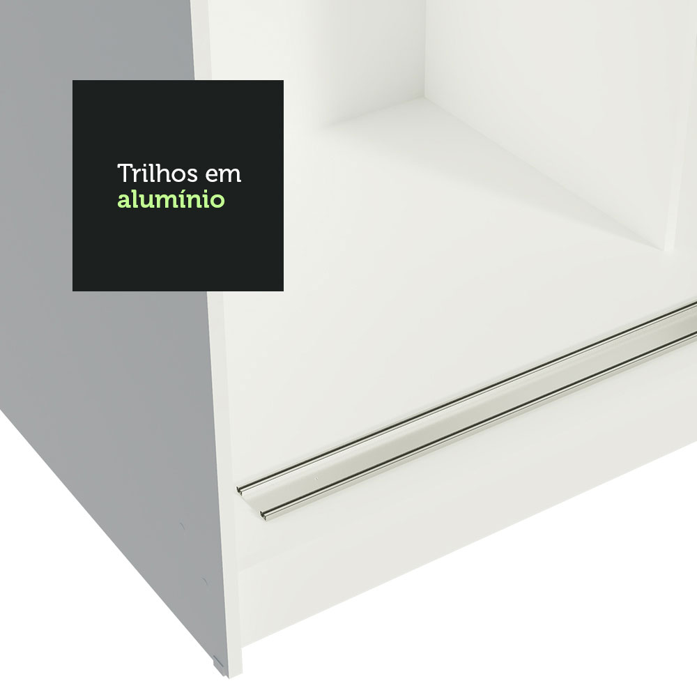 Guarda-Roupa Casal Madesa Reno 3 Portas de Correr com Espelho - Branco