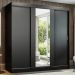 Guarda-Roupa Casal Madesa Reno 3 Portas de Correr com Espelho - Preto