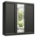 Guarda-Roupa Casal Madesa Reno 3 Portas de Correr com Espelho - Preto
