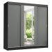 Guarda-Roupa Casal Madesa Reno 3 Portas de Correr com Espelho - Preto/Cinza