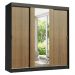 Guarda-Roupa Casal Madesa Reno 3 Portas de Correr com Espelho - Preto/Rustic