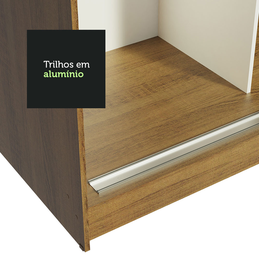 Guarda-Roupa Casal Madesa Reno 3 Portas de Correr com Espelho - Rustic