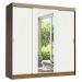 Guarda-Roupa Casal Madesa Reno 3 Portas de Correr com Espelho - Rustic/Branco