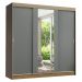 Guarda-Roupa Casal Madesa Reno 3 Portas de Correr com Espelho - Rustic/Cinza