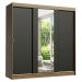 Guarda-Roupa Casal Madesa Reno 3 Portas de Correr com Espelho - Rustic/Preto