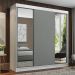 Guarda-Roupa Casal Madesa Reno 3 Portas de Correr com Espelhos - Branco/Cinza