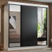 Guarda-Roupa Casal Madesa Reno 3 Portas de Correr com Espelhos - Branco/Preto