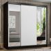 Guarda-Roupa Casal Madesa Reno 3 Portas de Correr com Espelhos - Preto/Branco