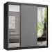 Guarda-Roupa Casal Madesa Reno 3 Portas de Correr com Espelhos - Preto/Cinza