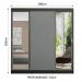 Guarda-Roupa Casal Madesa Reno 3 Portas de Correr com Espelhos - Preto/Cinza