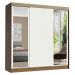 Guarda-Roupa Casal Madesa Reno 3 Portas de Correr com Espelhos - Rustic/Branco