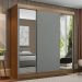 Guarda-Roupa Casal Madesa Reno 3 Portas de Correr com Espelhos - Rustic/Cinza
