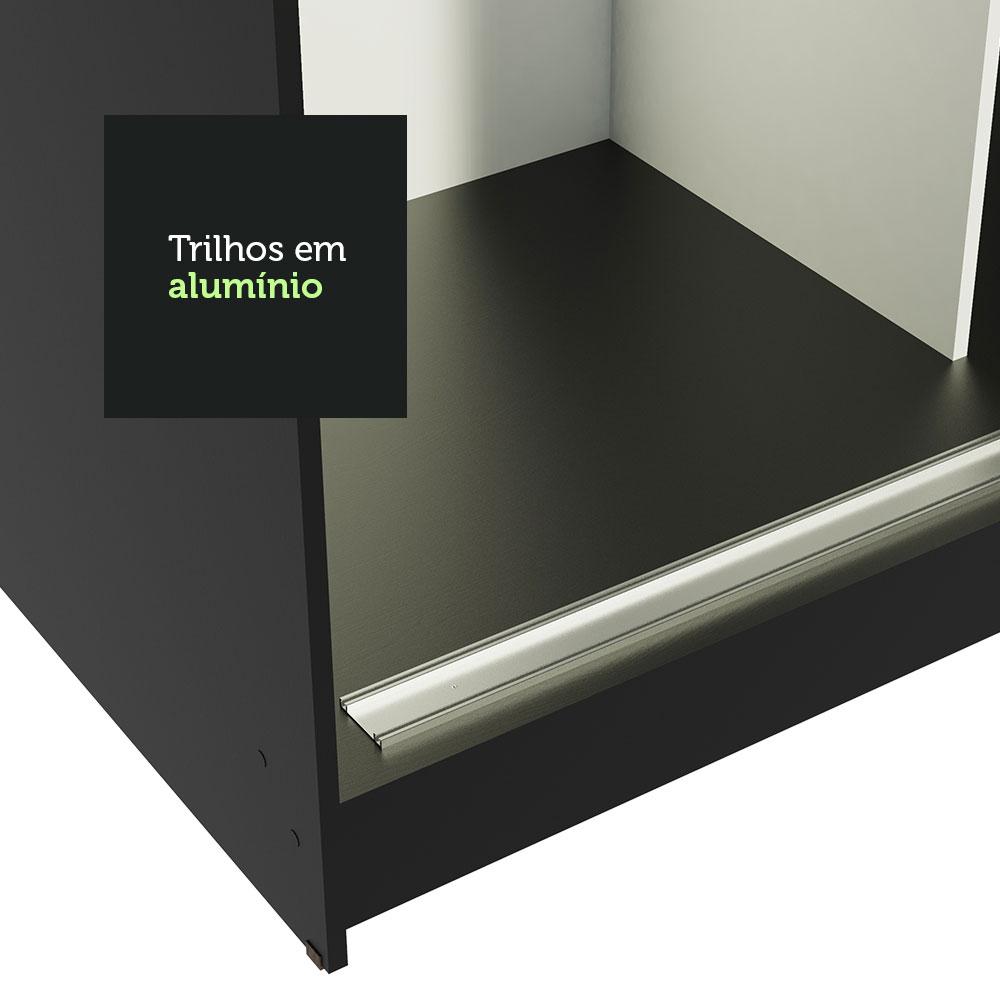 Guarda-Roupa Casal Madesa Reno 3 Portas de Correr de Espelho - Preto
