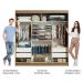 Guarda-Roupa Casal Madesa Reno 3 Portas de Correr de Espelho - Rustic/Branco