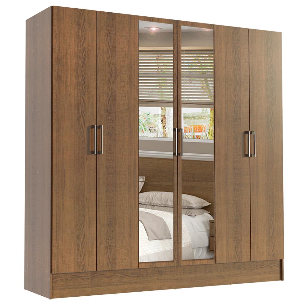 Guarda-Roupa Casal Madesa Vip Plus 6 Portas Batentes com Espelho