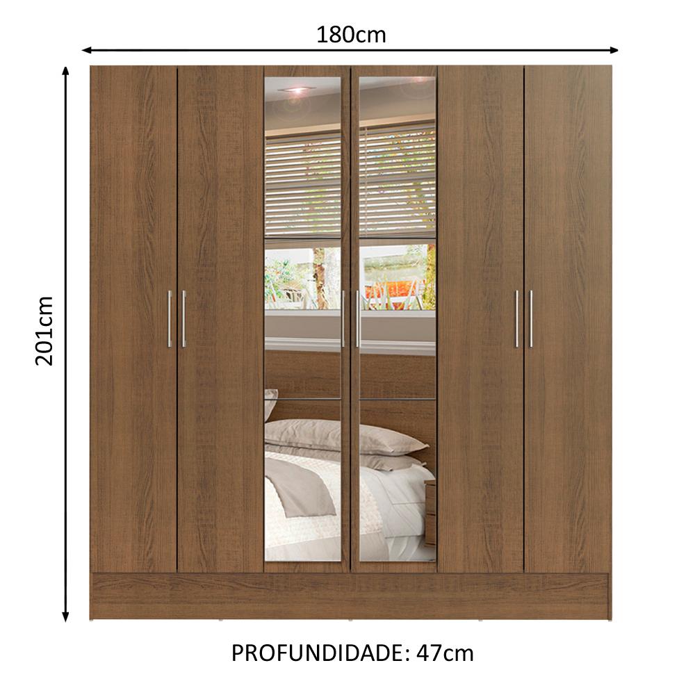 Guarda-Roupa Casal Madesa Vip Plus 6 Portas Batentes com Espelho