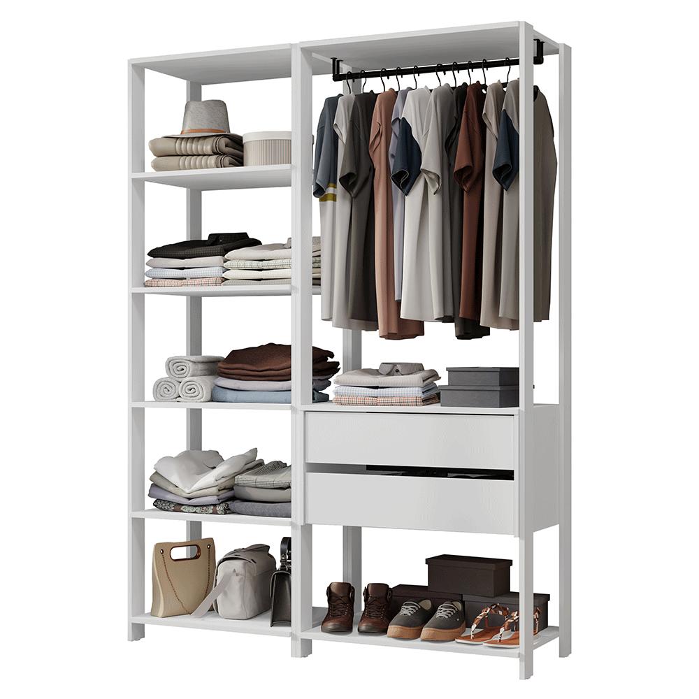 Guarda-Roupa Closet Modulado 2 Gavetas 129 cm Branco Valencia Madesa