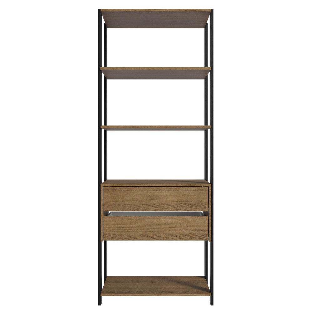 Guarda-Roupa Closet Modulado 2 Gavetas 4 Prateleiras 70cm Rustic/Preto Valencia Madesa