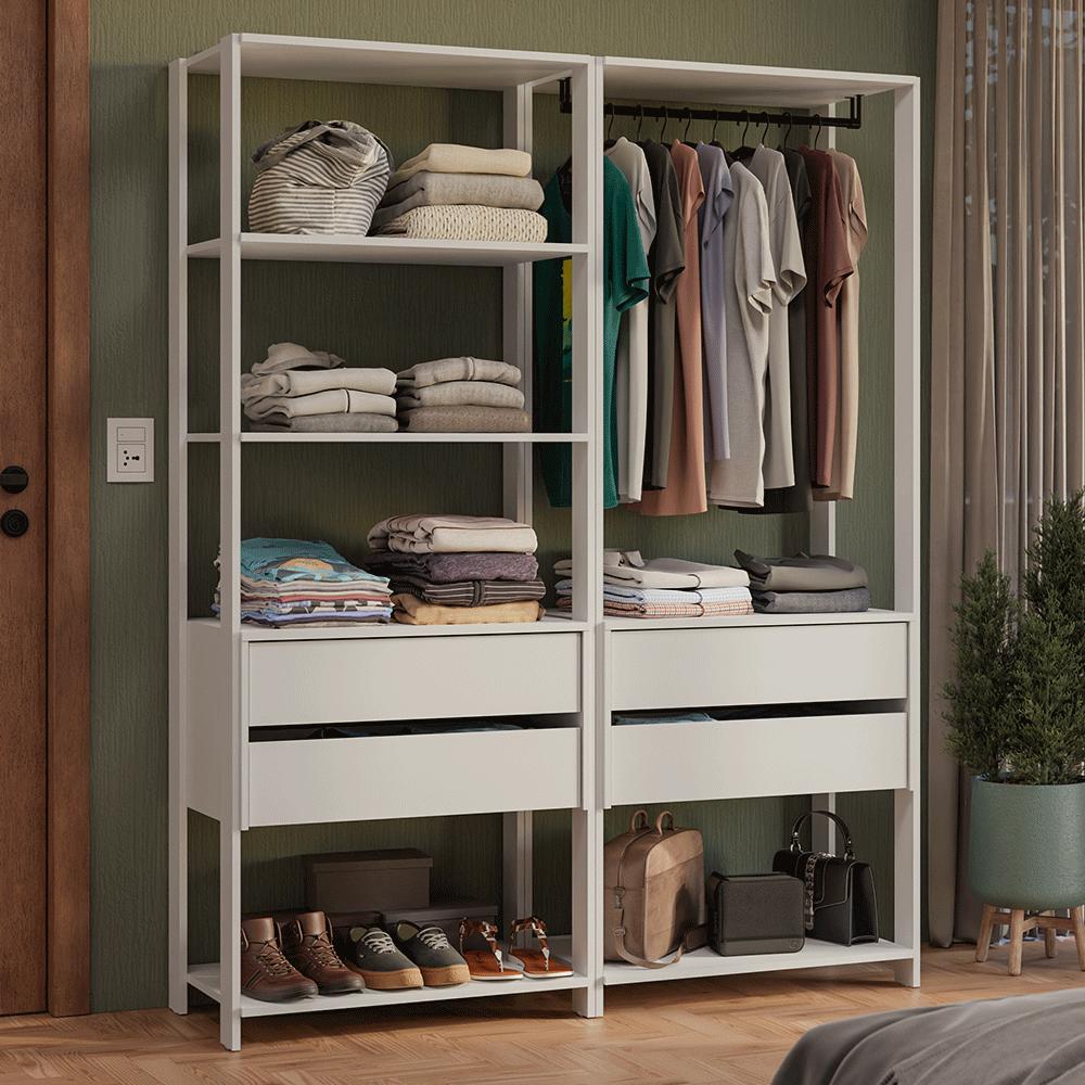 Guarda-Roupa Closet Modulado 4 Gavetas 140 cm Branco Valencia Madesa