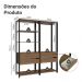 Guarda-Roupa Closet Modulado 4 Gavetas 6 Prateleiras 140cm Rustic/Preto Valencia Madesa