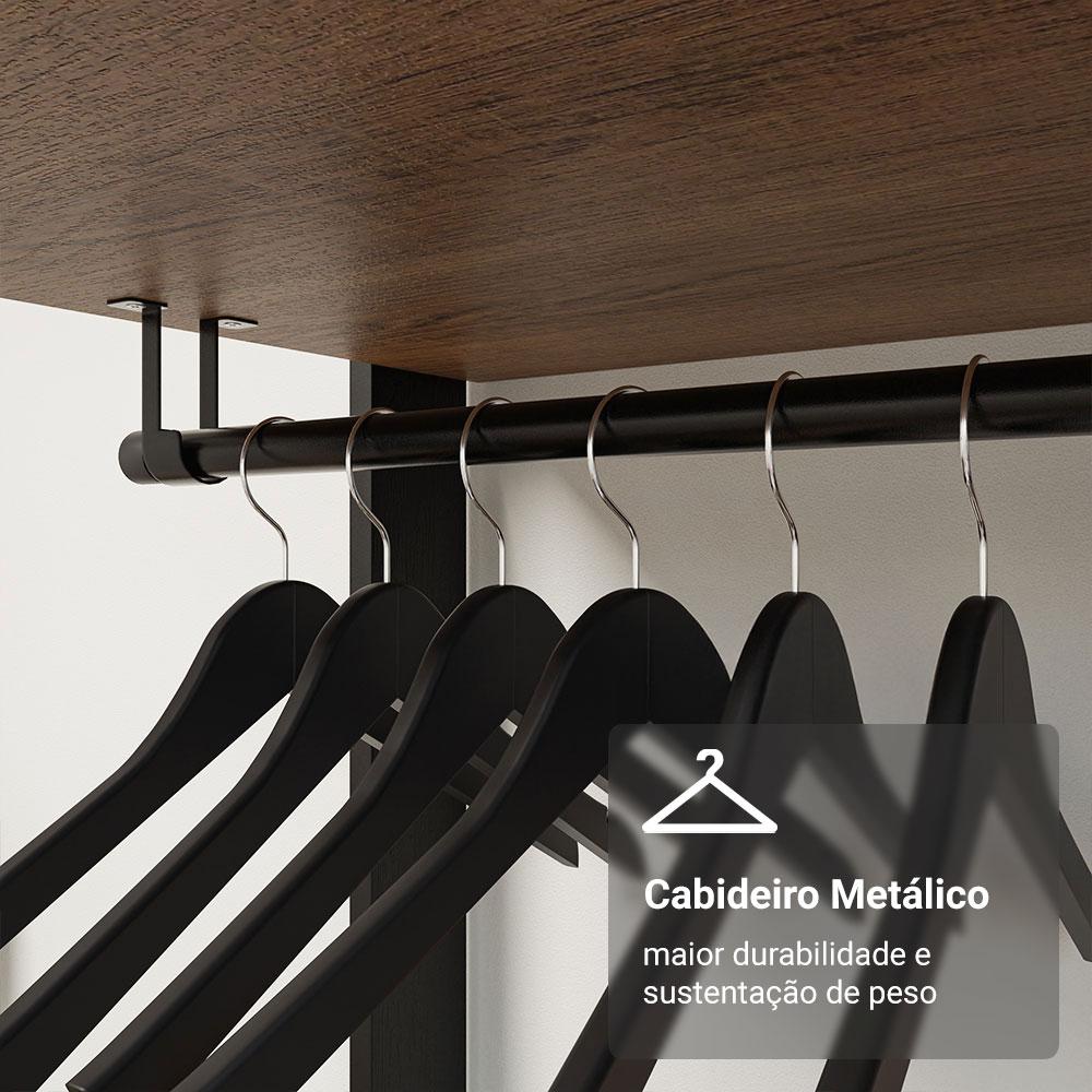 Guarda-Roupa Closet Modulado 4 Gavetas 6 Prateleiras 140cm Rustic/Preto Valencia Madesa