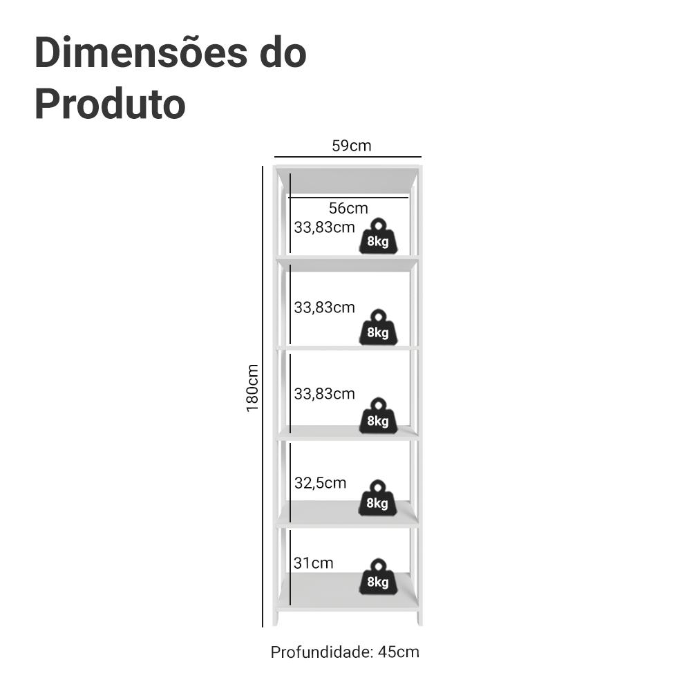 Guarda-Roupa Closet Modulado 5 Prateleiras 59cm Branco Valencia Madesa