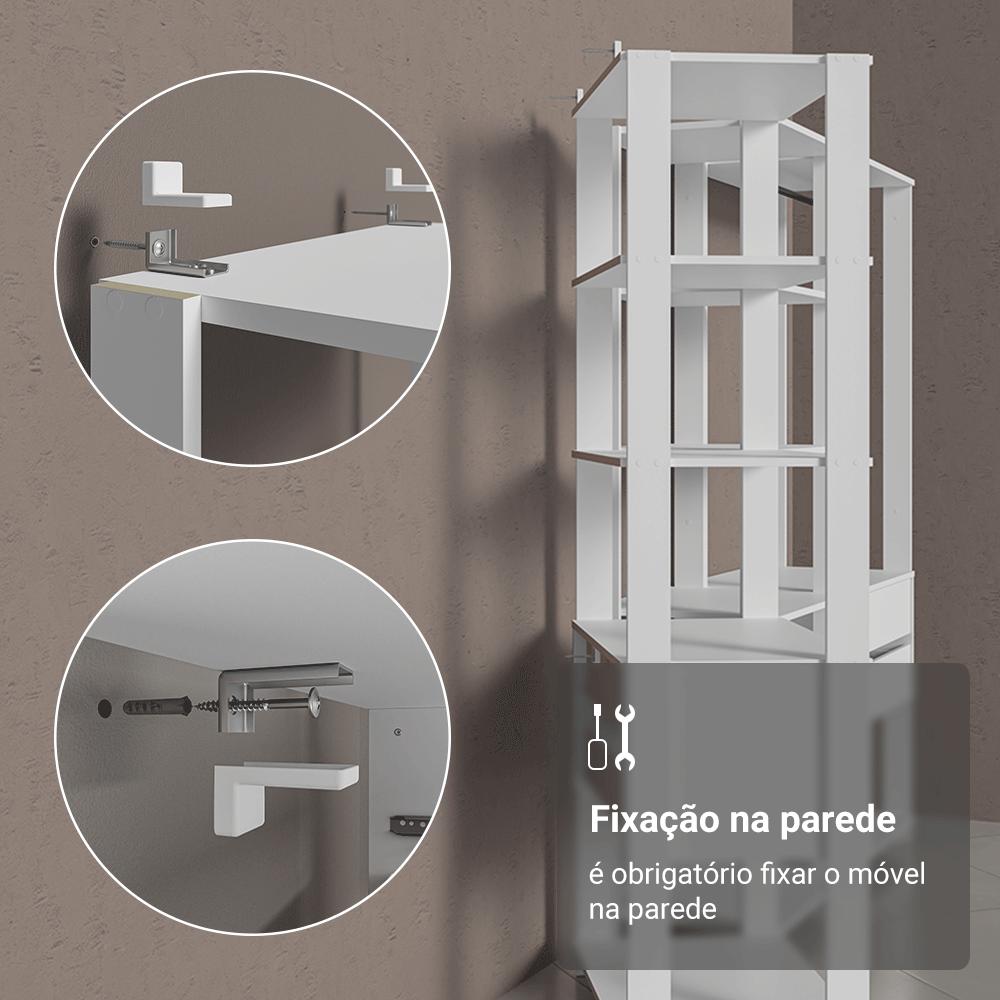 Guarda-Roupa Closet Modulado 6 Gavetas 210 cm Branco Valencia Madesa