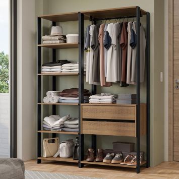Guarda-Roupa Closet Modulado Valencia 2 Gavetas 129cm Rustic/Preto Madesa é ruim? Guarda-Roupa Closet Modulado Valencia 2 Gavetas 129cm Rustic/Preto Madesa é boa?