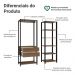 Guarda-Roupa Closet Modulado Valencia 2 Gavetas 129cm Rustic/Preto Madesa XA