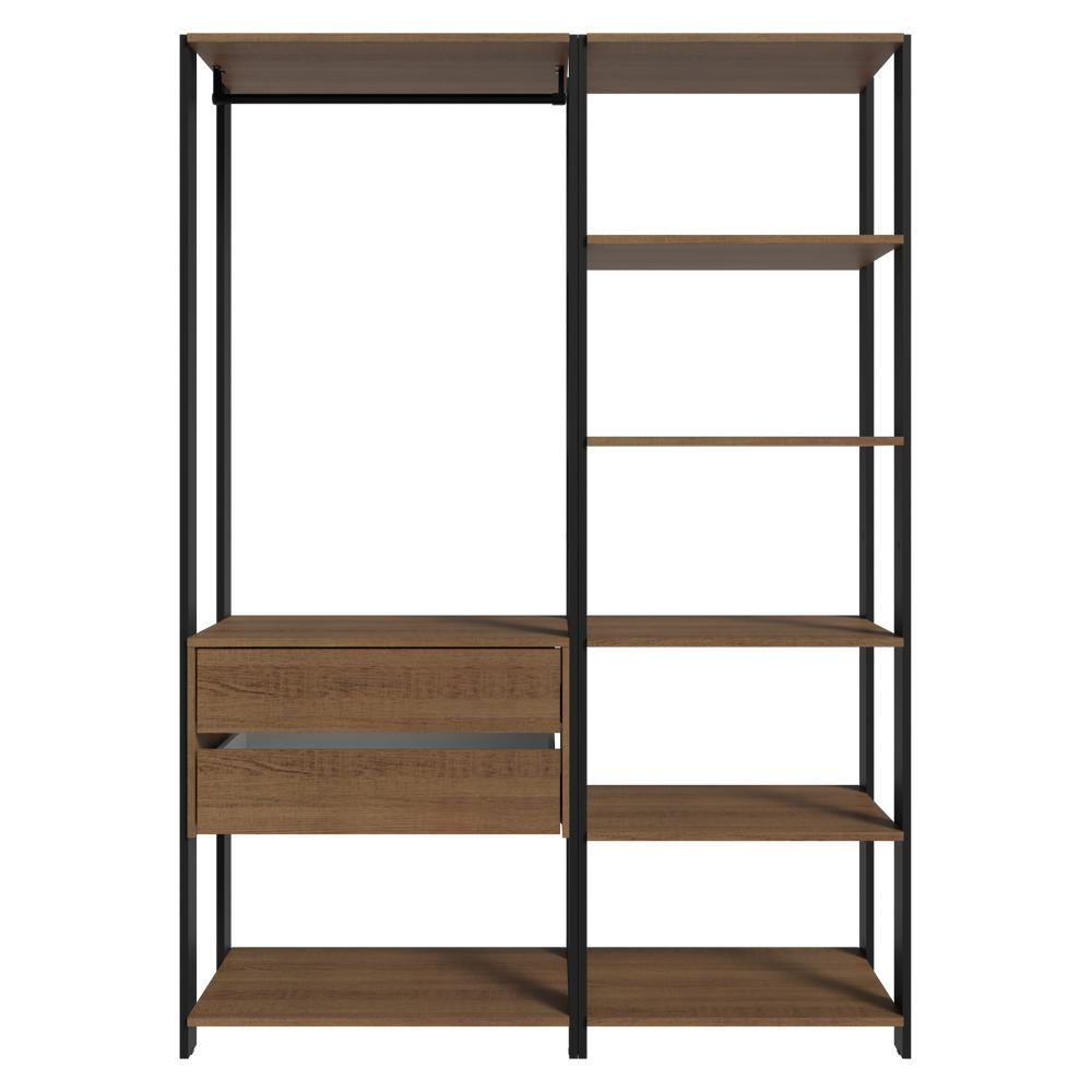 Guarda-Roupa Closet Modulado Valencia 2 Gavetas 129cm Rustic/Preto Madesa XA