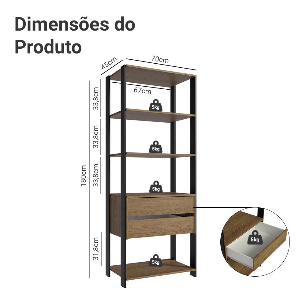 Guarda-Roupa Closet Modulado Valencia 2 Gavetas 4 Prateleiras 70cm Madesa