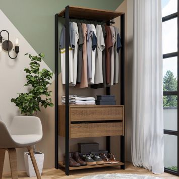Guarda-Roupa Closet Modulado Valencia 2 Gavetas 70cm Rustic/Preto Madesa é boa?