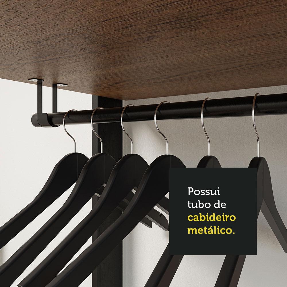 Guarda-Roupa Closet Modulado Valencia 4 Gavetas 258cm Rustic/Preto Madesa 02