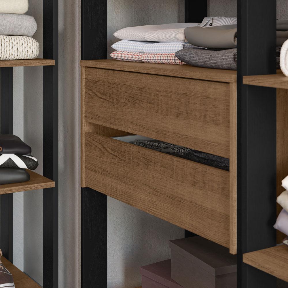 Guarda-Roupa Closet Modulado Valencia 4 Gavetas 417cm Rustic/Preto Madesa 01