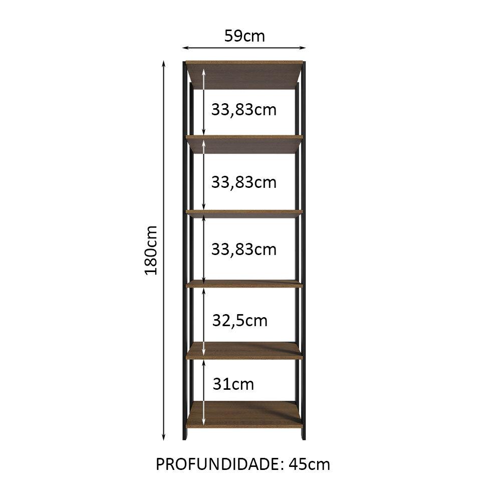 Guarda-Roupa Closet Modulado Valencia 59cm Rustic/Preto Madesa