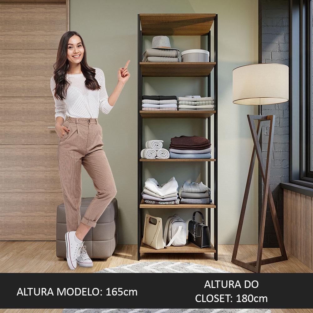 Guarda-Roupa Closet Modulado Valencia 59cm Rustic/Preto Madesa