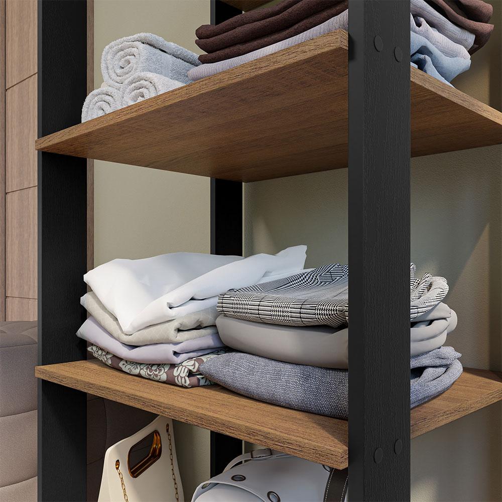 Guarda-Roupa Closet Modulado Valencia 59cm Rustic/Preto Madesa