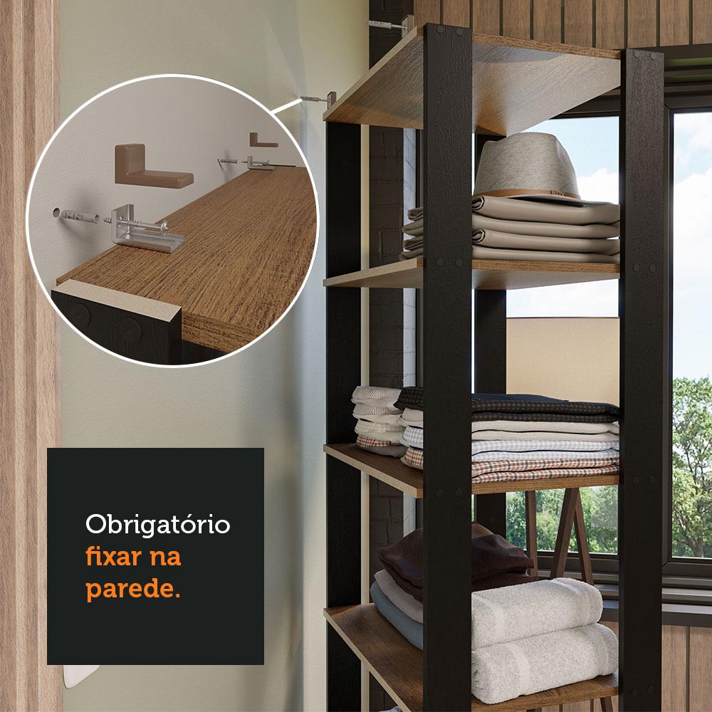Guarda-Roupa Closet Modulado Valencia 59cm Rustic/Preto Madesa