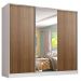 Guarda Roupa Infantil 100% MDF Madesa Logan 3 Portas de Correr com Espelho - Branco/Rustic