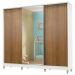 Guarda Roupa Infantil 100% MDF Madesa Logan 3 Portas de Correr com Espelho com Pés - Branco/Rustic