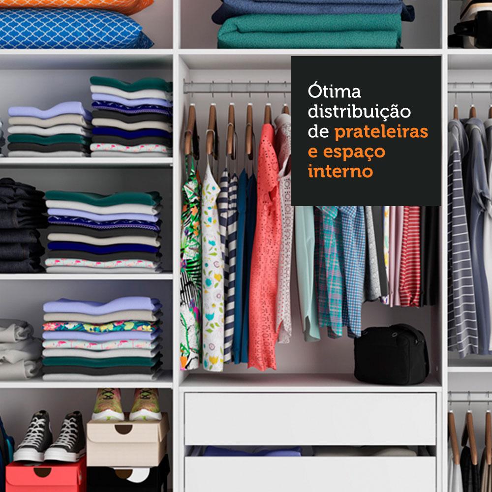 Guarda Roupa Infantil 100% MDF Madesa Logan 3 Portas de Correr com Espelho com Pés - Branco/Rustic
