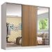Guarda Roupa Infantil 100% MDF Madesa Logan 3 Portas de Correr com Espelhos - Branco/Rustic