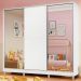 Guarda Roupa Infantil 100% MDF Madesa Logan 3 Portas de Correr com Espelhos com Pés - Branco