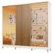 Guarda Roupa Infantil 100% MDF Madesa Logan 3 Portas de Correr com Espelhos com Pés - Branco/Rustic
