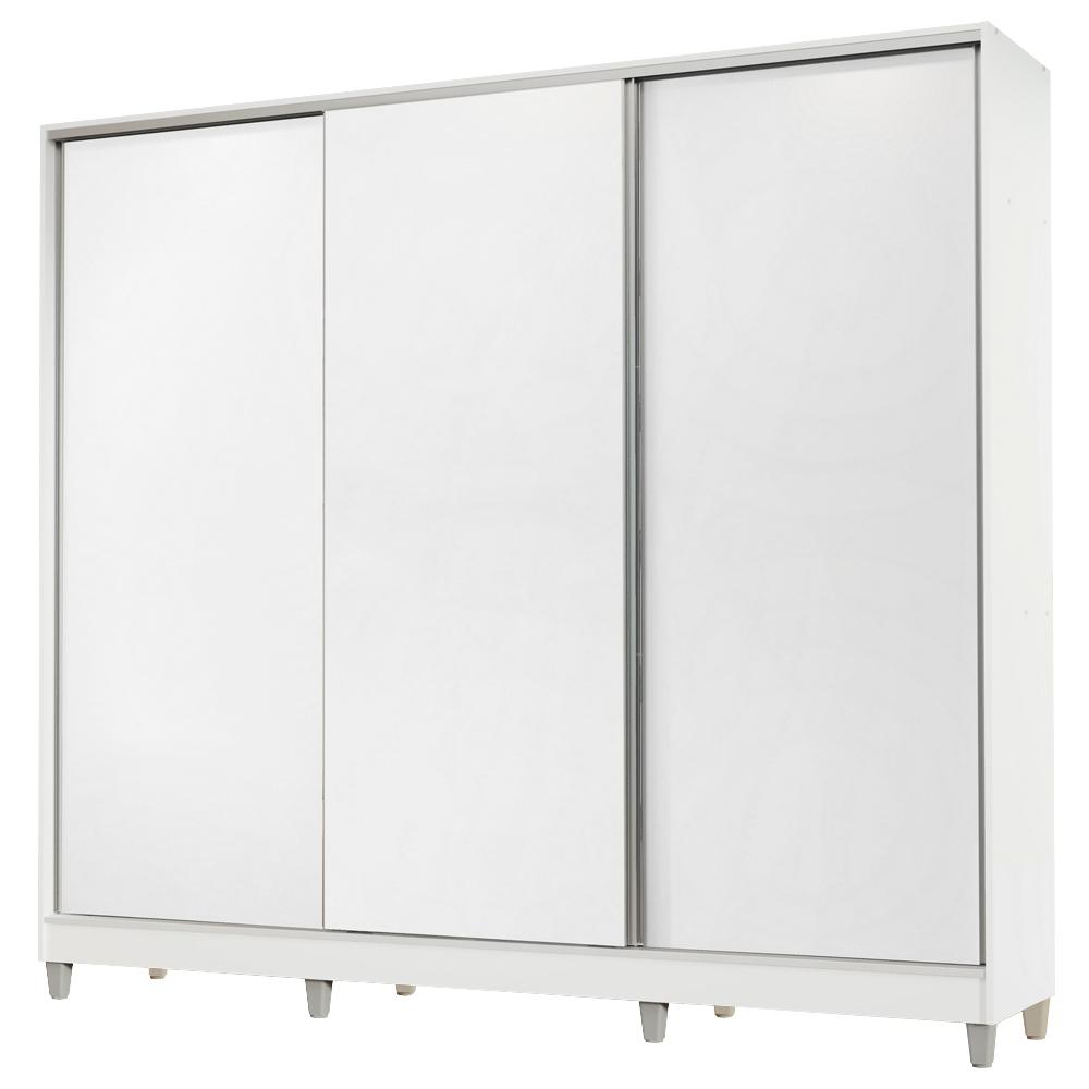 Guarda Roupa Infantil 100% MDF Madesa Logan 3 Portas de Correr com Pés - Branco